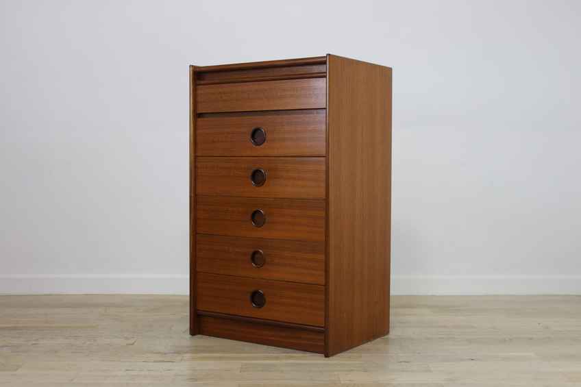 Vintage Teak Chest Of Drawers By Avalon 6 Drawer Tall Boy Chest