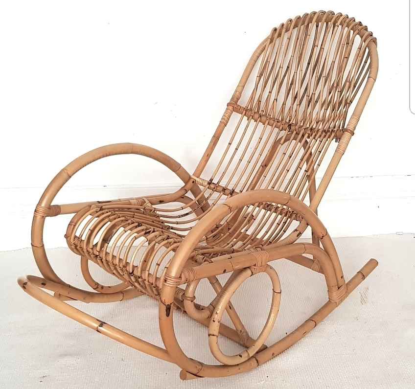 1960s イタリア製 ラタン ロッキングチェア Franco Albini Vintage Franco Albini Bamboo Rocking Chair | Franco Albini | Vinterior