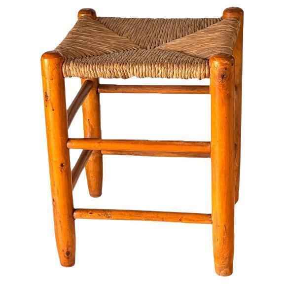 French Mid Century Wooden & Rattan 