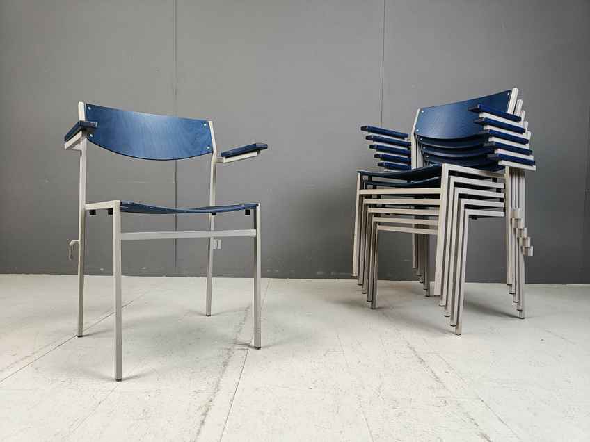 6 Vintage Emeco 1006 Navy Armchairs | Vinterior