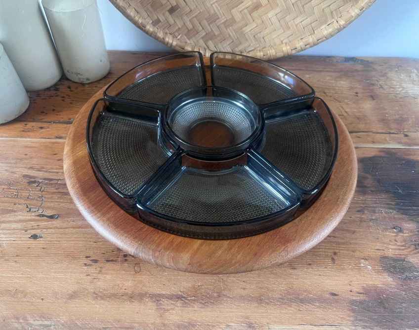 Digsmed Danish Mid Century Design Rotating Teak Platter, 1960s