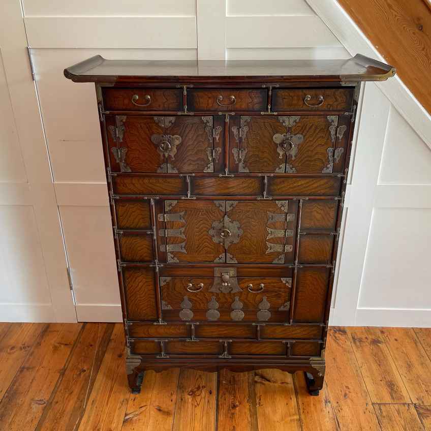 Oriental Style Side Cabinet Brass Hardware Hidden Drawers Indian