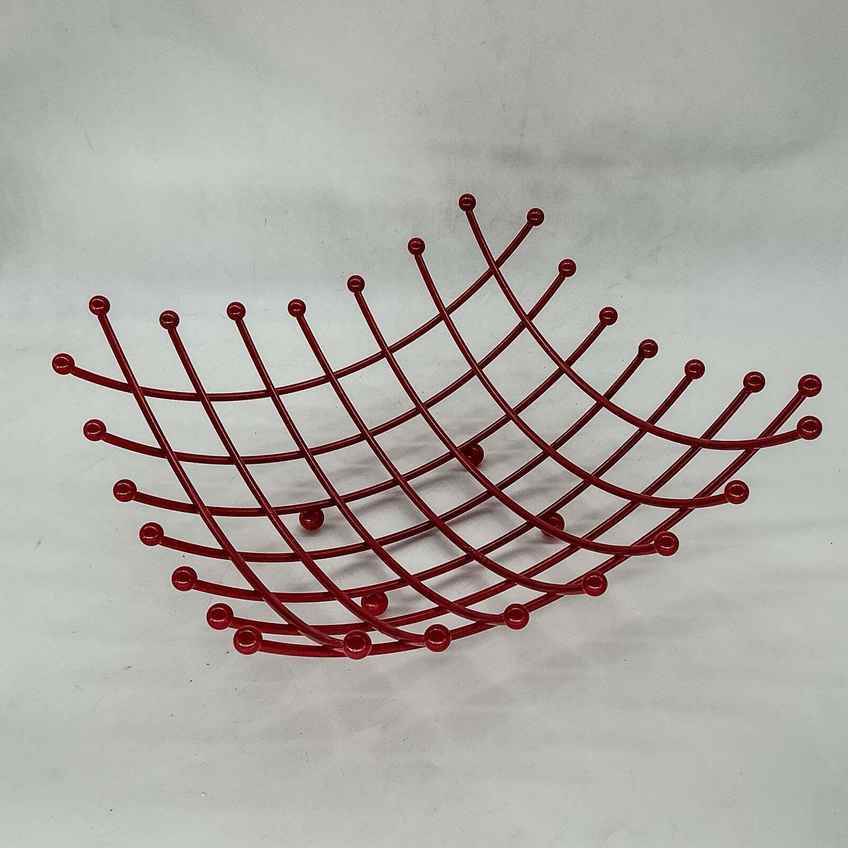 Vintage 1990's Ikea Tradig Red Wire Fruit Bowl By Ehlen Johansson