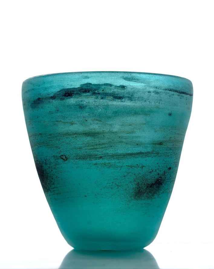 1960s Cenedese Attributable Light Blue Scavo Murano Glass Vase