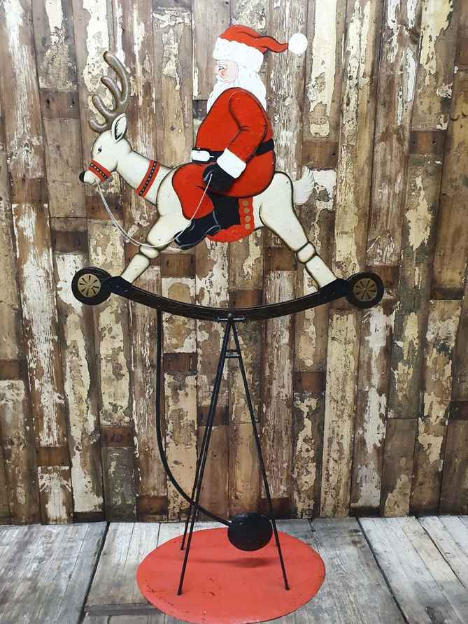 Vintage Father Christmas & Sleigh Balance Display Toy | Vinterior