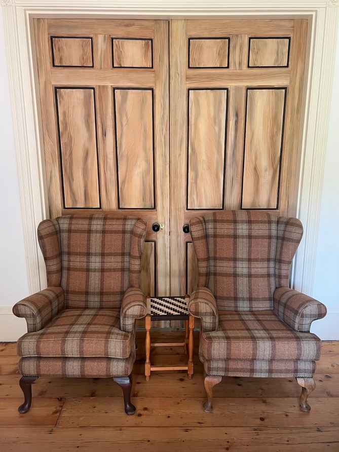 Original Parker Knoll Wing Back Chair Newly Upholstered In Wool