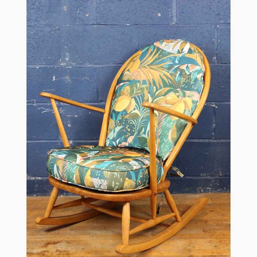Ercol Grandfather Rocking Chair Model 315 With Original Cushions