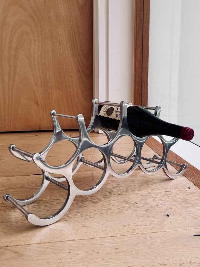 Michael Noll Style 9 Bottle Wine Rack In Polished Aluminium