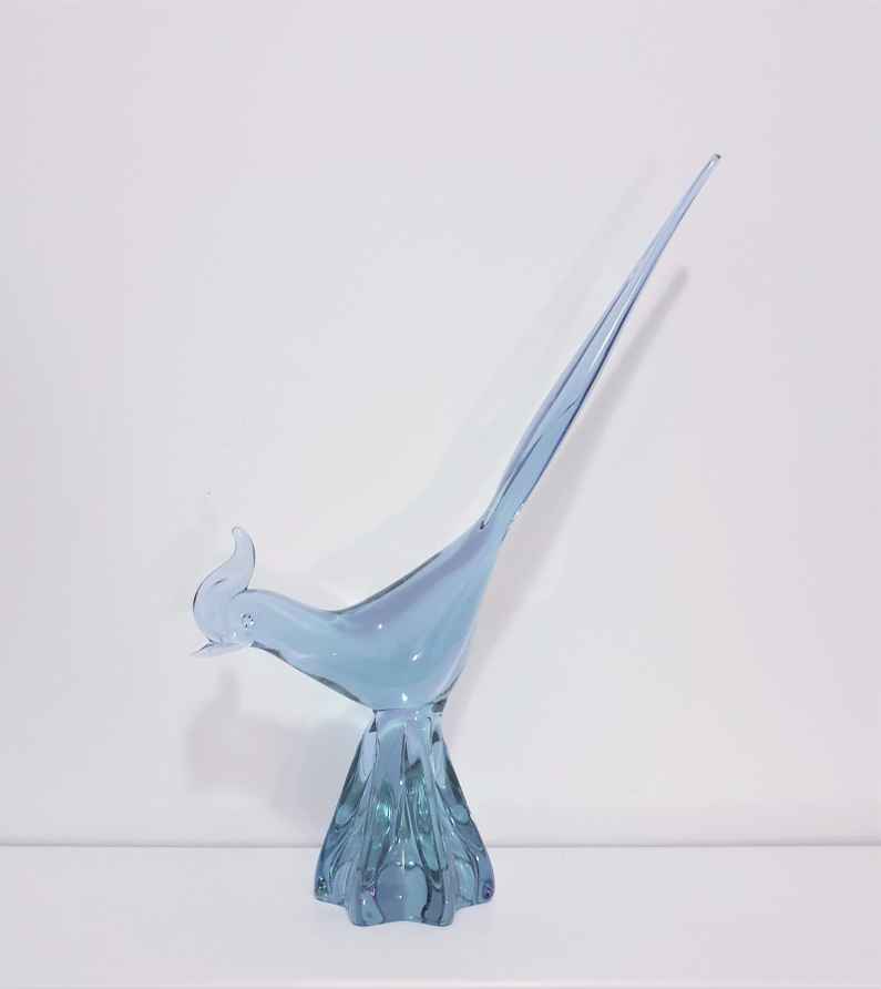 Licio Zanetti Murano Pair Of Glass Bird Sculptures Gold Inclusion