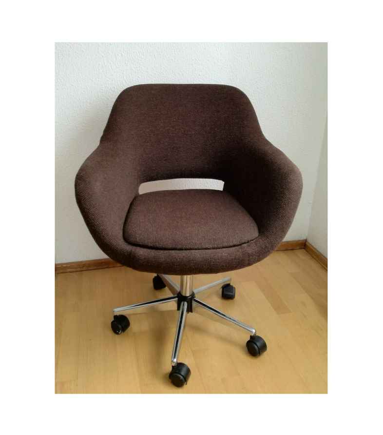 Mid Century Desk Chair / Blue Office Chair With Wheels / 70s 80s