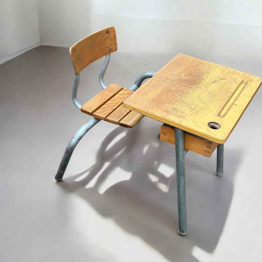 Esavian 1950s School Desk Grey Formica | Esavian | Vinterior