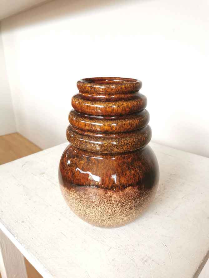 Vintage Carstens Luxus Vase Fat Lava Glaze Brutalist Chain W