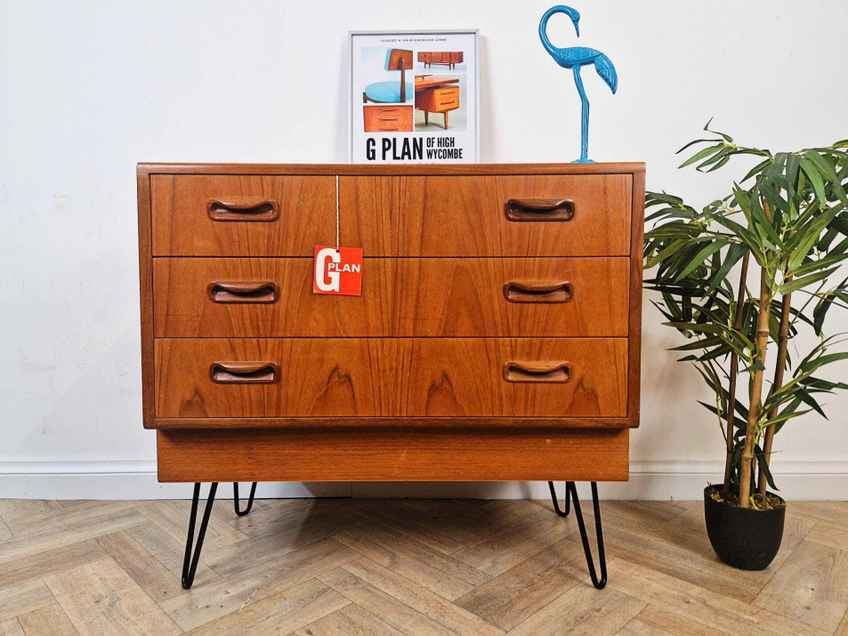 Early 1960s G Plan Fresco Teak 3 Drawer Modular Cabinet – Red