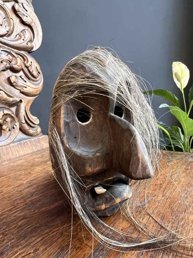 Vintage Swiss Wall Mask, Tschäggättä Mask, Original Lötschentaler