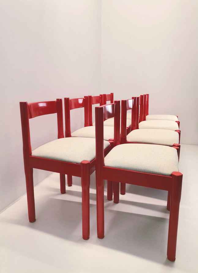Vico Magistretti Set Of Nine Red Selene Chairs By Heller 2002s