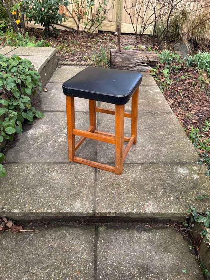 Mid Century Kitchen Stool Vinyl Top Utility Seat Retro Vintage Mcm