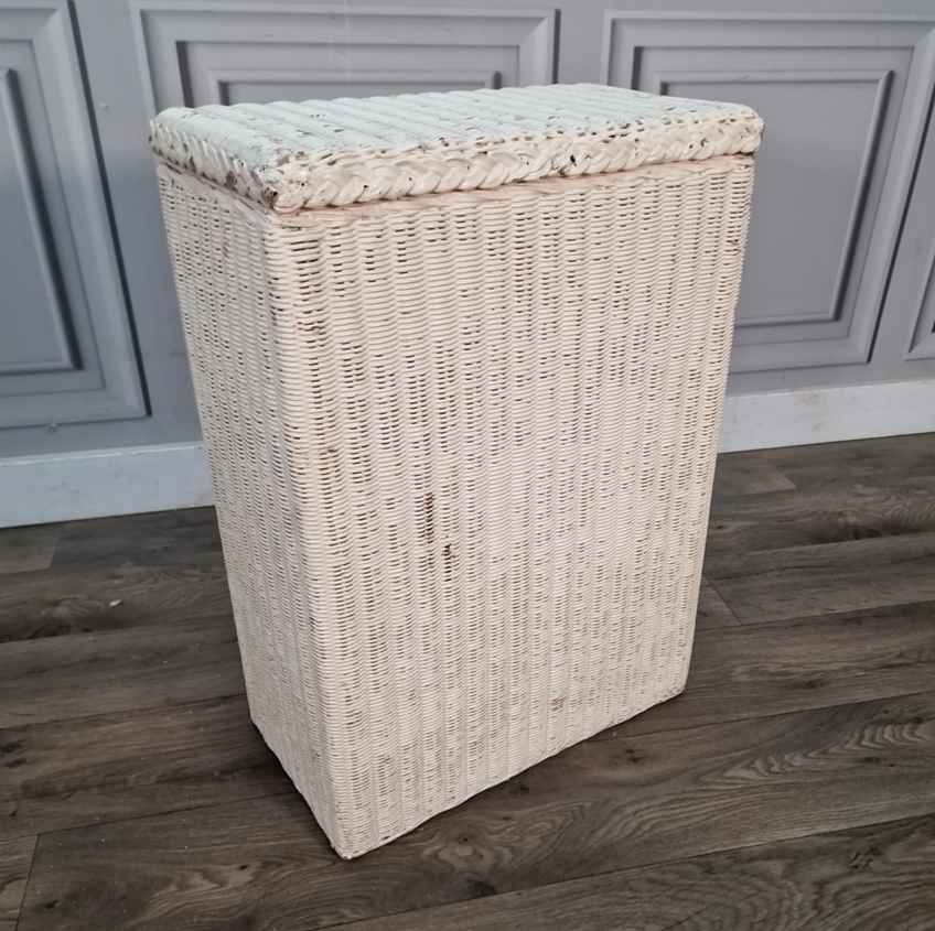 Vintage Laundry Basket Wicker Glass Top Lidded Hamper Lloyd Loom