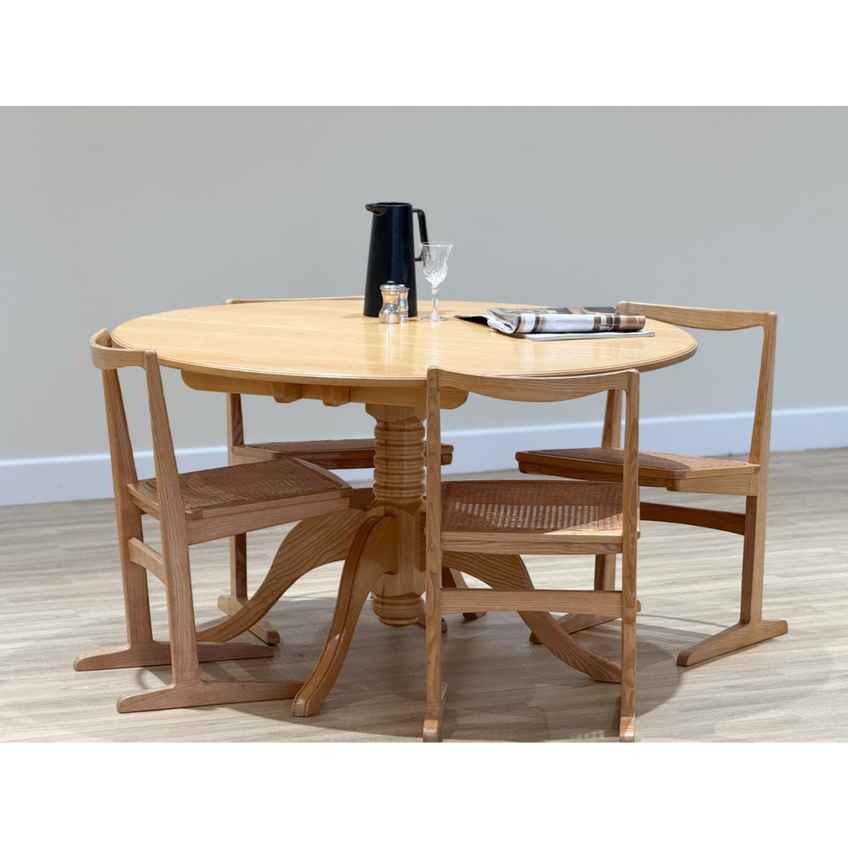 Mid Century Extending Round Dining Table & 4 Nathan Chairs Tuck