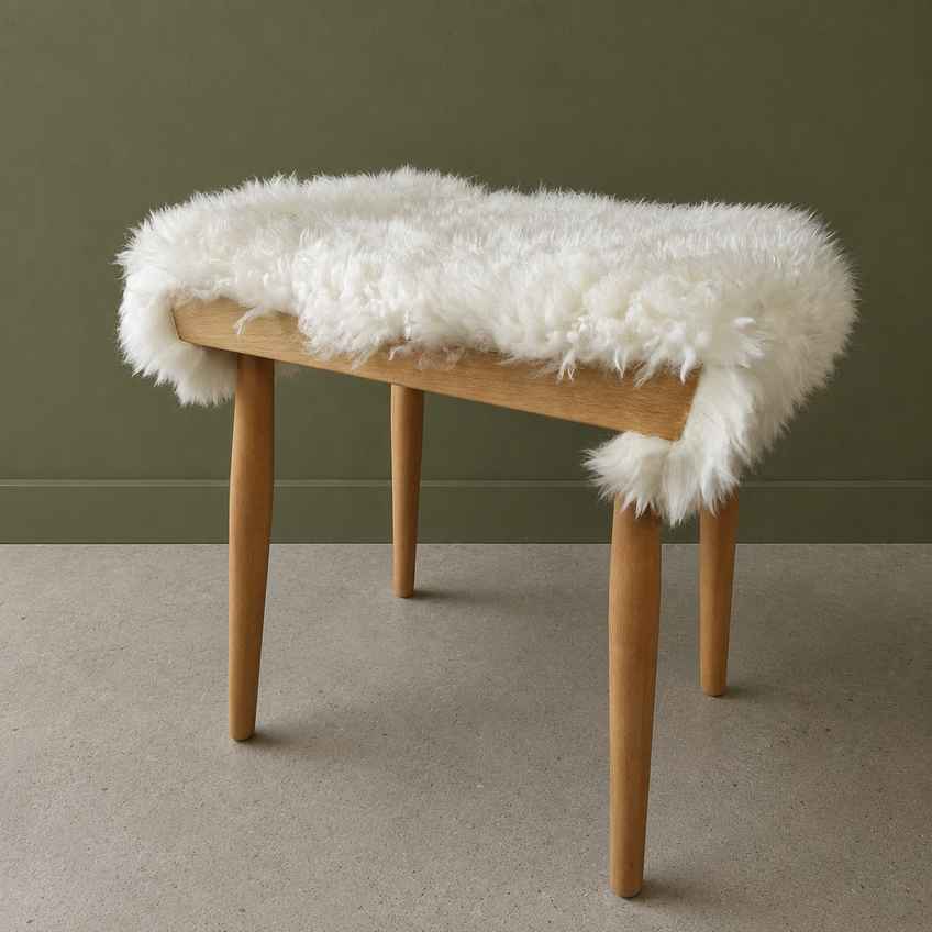 Vintage Mid Century 50s Beech & Leatherette Stool #103213 | Vinterior