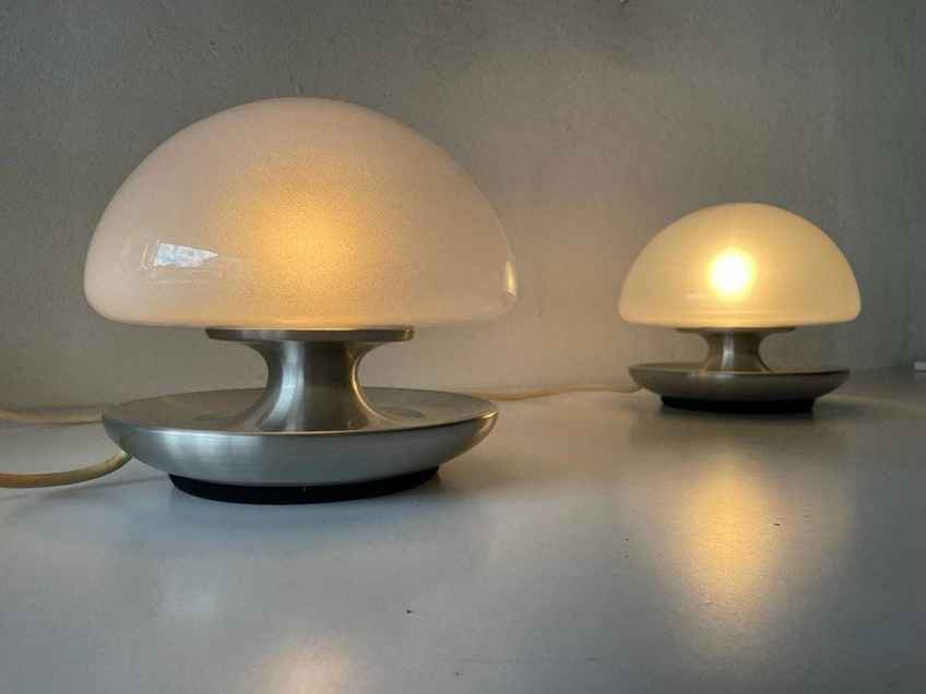Pair Harvey Guzzini Elpis Mushroom Table Lamps 1970s Italy