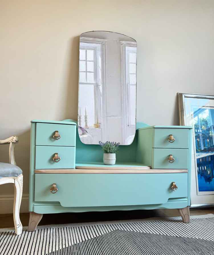 Vintage Harris Lebus Chest Of Drawers Painted In Bright Purple