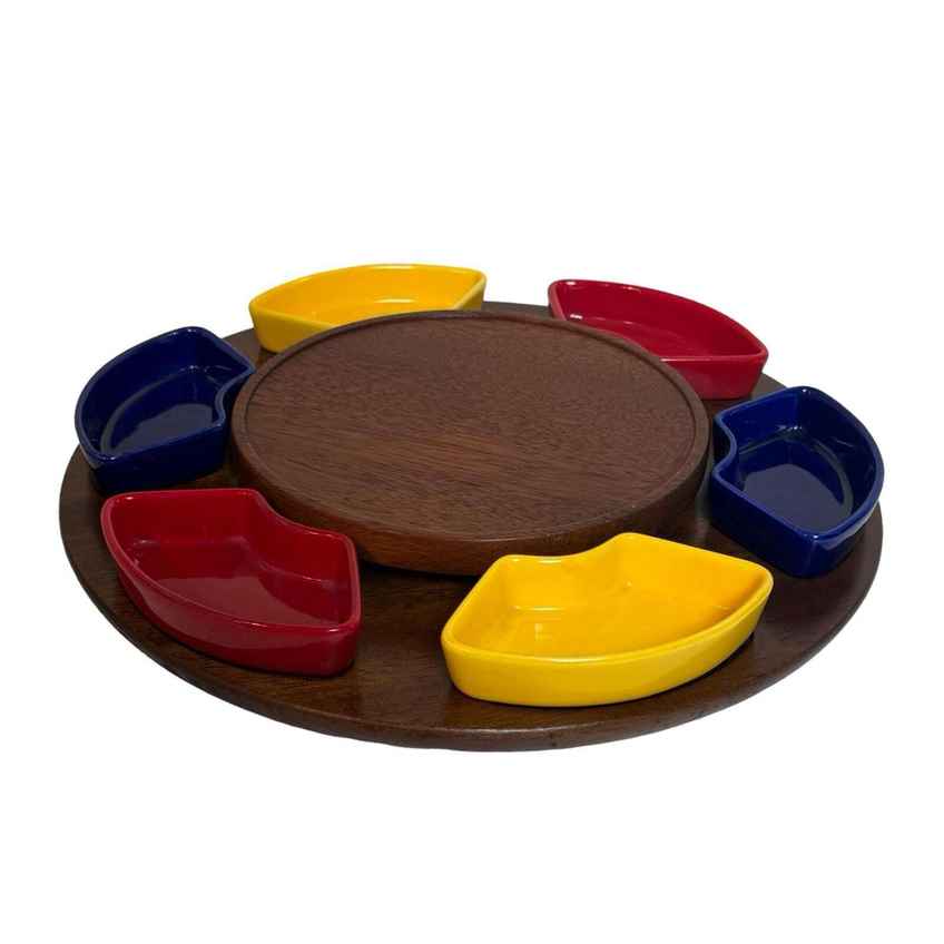 食器 DENMARK DIGSMED DESIGN Digsmed Design Lazy Susan Serving Set In Teak – Denmark, Mid 20th
