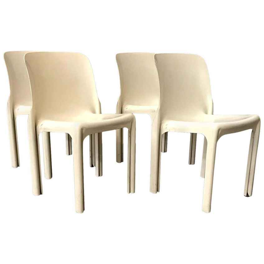 Vico Magistretti Set Of Nine Red Selene Chairs By Heller 2002s