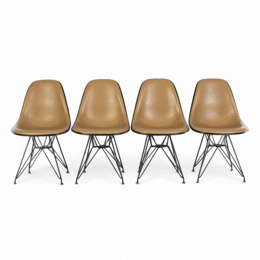 Eames Herman Miller Dsr Side Chairs On Eiffel Base In Brights Red