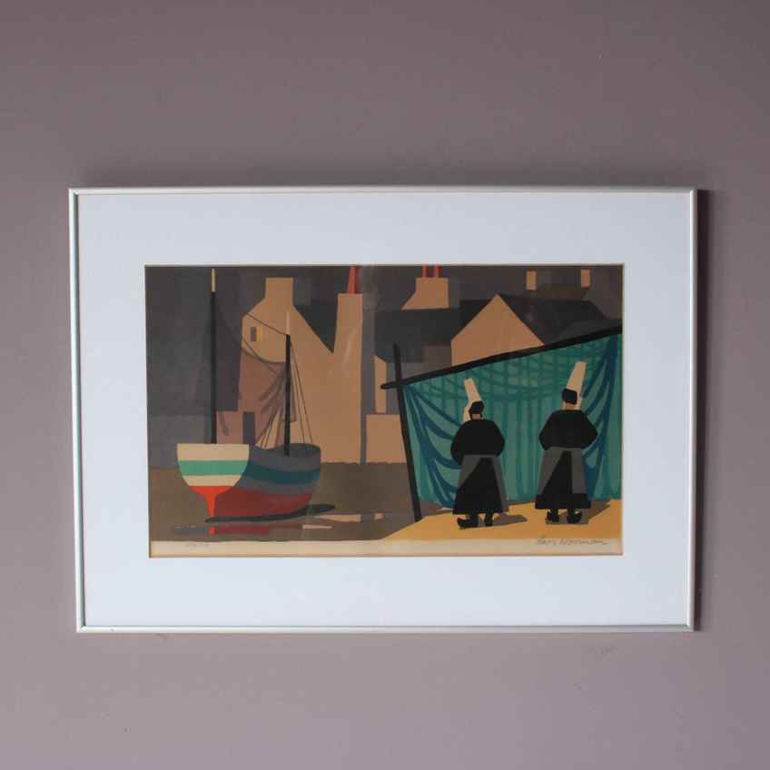 1950s Framed Lithograph By Lars Norrman, Sweden | Vinterior
