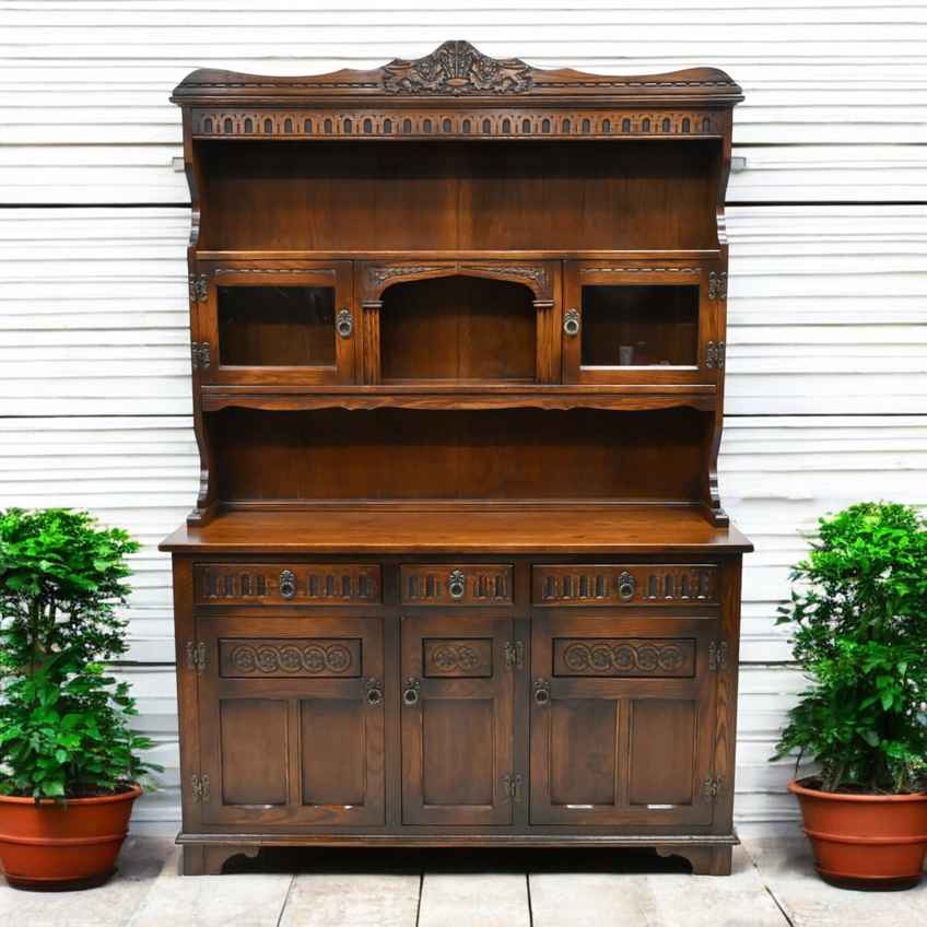 A Wood Brothers Old Charm Vintage Carved Oak Sideboard / Dresser