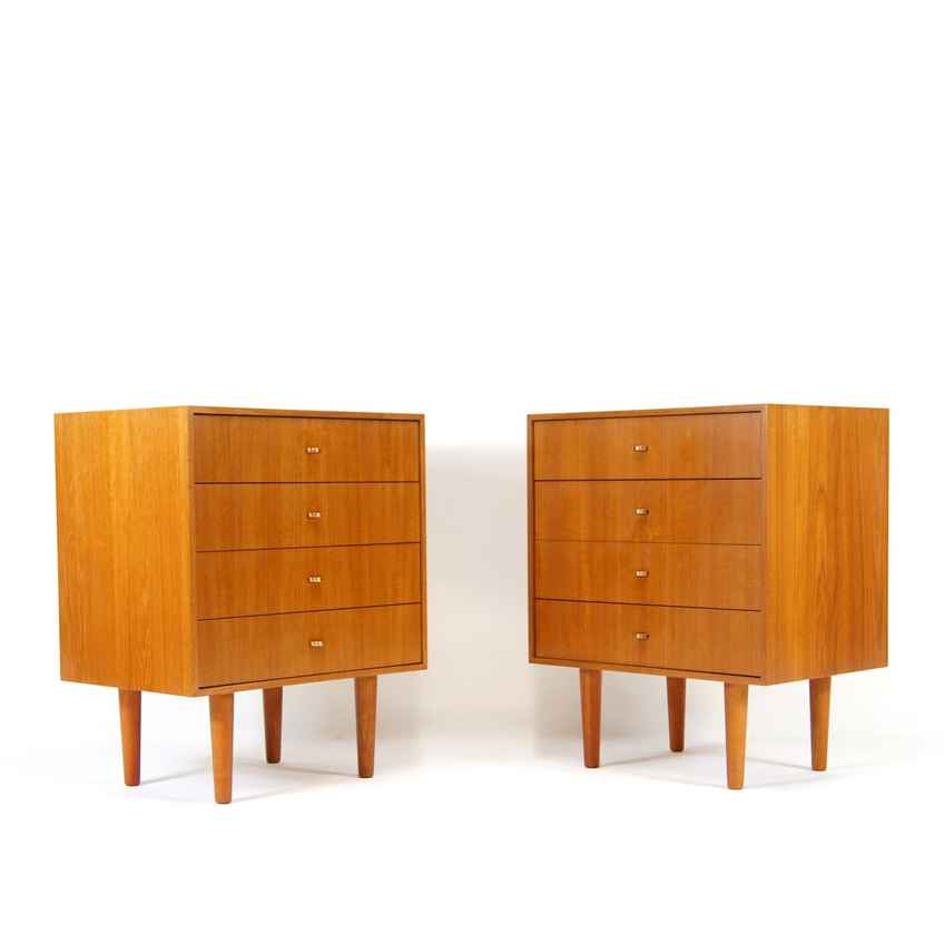 Retro Vintage Danish Low Pine Chest Of Drawers Bank Mid Century