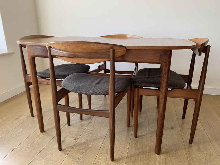 G Plan Mid Century Teak Round Extending Dining Table With 4 Chairs