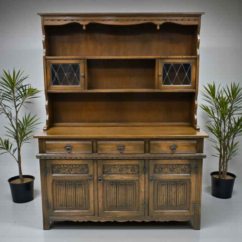 A Wood Brothers Old Charm Vintage Carved Oak Sideboard / Dresser