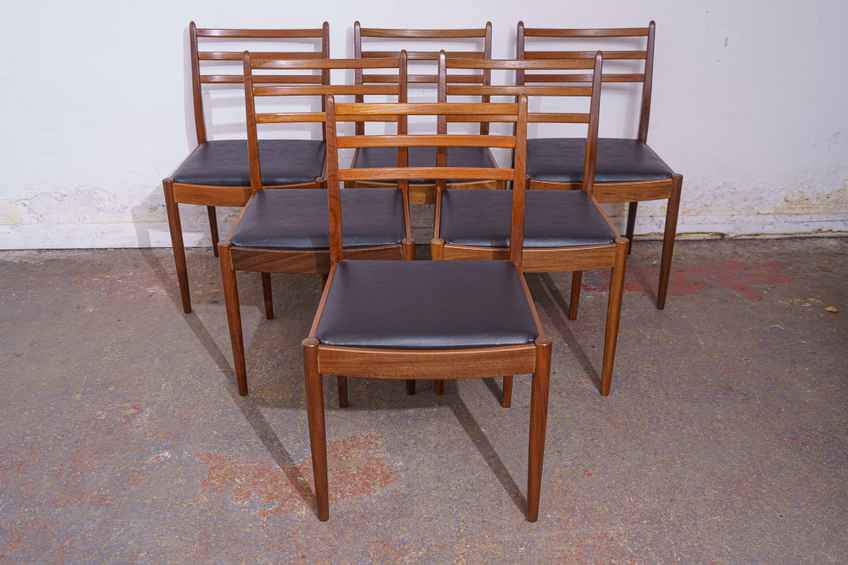 4 G Plan Mid Century Teak Dining Chairs, Newly Upholstered