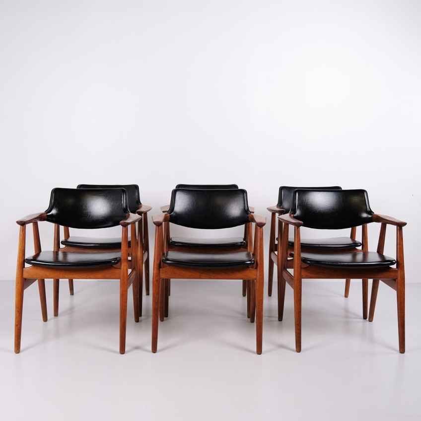 Black Leather And Teak Chair | Vinterior Black Leather And Teak Chair | Vinterior