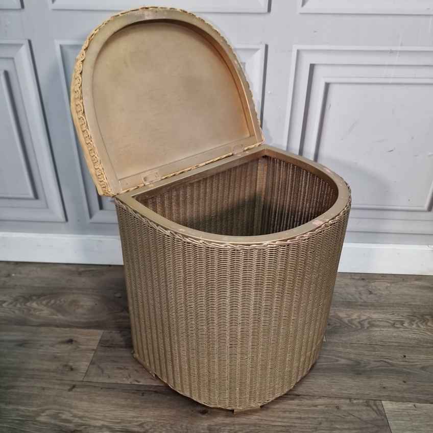 Vintage Laundry Basket Wicker Glass Top Lidded Hamper Lloyd Loom