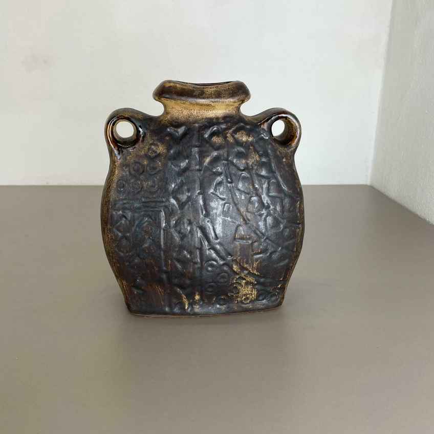 Vintage Carstens Luxus Vase Fat Lava Glaze Brutalist Chain W